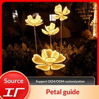 Dekorasi Pernikahan Baru Lampu LED Bunga Peony Bercahaya dengan Bahan Besi & Kain untuk Penunjuk Jalan dan Latar Panggung