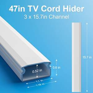 47 pouces grand cordon TV Hider blanc câble Raceway fil Hider correcteur pour 4 cordons 3xL15.7in W1.18in H0.6in manchons de câble - Product Image 3