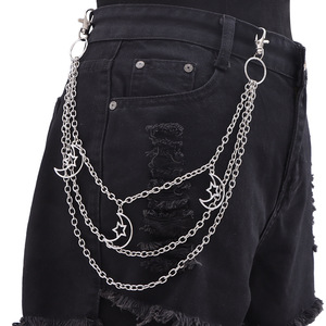 จี้รูปพระจันทร์และดาว สร้อยคล้องกางเกงหลายชั้น สร้อยคาดเอวสีเงินทิเบต เครื่องประดับแฟชั่นลำลอง - Product Image 2