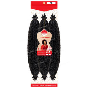 Mèches Tresses 3X 24 pouces Afro Twist Crochet Hair Marley Fluffy 205g Afro Kinky Twist Braids Extensions <span class=keywords><strong>de</strong></span> cheveux synthétiques pour tressage - Product Image 5