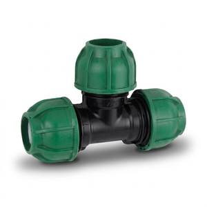 Raccord en T égal en polypropylène vert TERRACORE SAP2001, connecteur à compression, filetage en pouces, basse pression, surface lisse - Product Image 1
