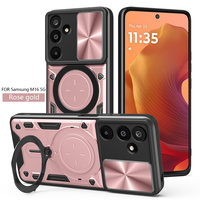 Coque arrière en forme d'armure pour Samsung Galaxy M16/M06/M14/M15 5G, avec fenêtre coulissante, étui magnétique mat fumé, antichoc