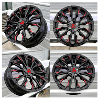 Rines Deportivos de Aleación SJ en Negro Brillante con Detalles Rojos, 18 19 20 21 22 Pulgadas, 5x114.3 5x120 6x139.7 para Honda, Toyota, Ford, SUV, Sedán