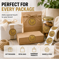 Étiquettes autocollantes rondes en papier kraft personnalisées avec dorure à chaud pour boîtes cadeaux, sacs en papier, emballages de boulangerie, logo OEM