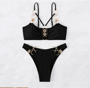 2024 verano Sexy Ladies Bikini 1 pieza Color sólido traje de baño HECHO DE Spandex/Nylon - Product Image 2