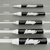 Marqueur liquide blanc Mobee P-5COMBO/5W, lot de 5 tailles, pour verre, tableau noir, enseigne de bistrot, pointes polyvalentes de 15 mm à 0,7 mm
