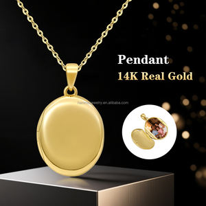 قلادة ذهبية عيار 14 قيراط بتصميم قلادة قابلة للفتح - نمط عصري للهدايا مع إمكانية التخصيص حسب الطلب - Product Image 2