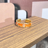 Bague Fleur Vintage Émail Coloré Style Palais pour Femme, Bijoux Tendance, Vente Directe Fournisseur en Gros