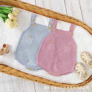 Design personnalisé de haute qualité en coton doux d'été sans manches combinaisons barboteuses décontracté nouveau-né bébé vêtements tricotés pour bébé filles - Product Image 2