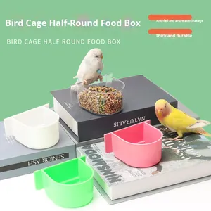 Muhabbet Kuşu Yem Kutusu Plastik Dayanıklı Sızdırmaz Yarım Daire Asılı Kuş Kafesi Aksesuarları Sığırcık Yemlik Su Kutusu Kuş - Product Image 2