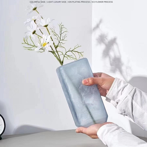 <span class=keywords><strong>Vaso</strong></span> in vetro soffiato <span class=keywords><strong>con</strong></span> un foro e fiori di ghiaccio alla moda sul <span class=keywords><strong>vaso</strong></span> faccia colore diverso migliore decorazione per la casa o l'ufficio