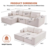 Ensemble canapé sectionnel modulaire compressé emballé sous vide moderne meubles de salon canapé désossé en mousse de compression dans une boîte de Chine