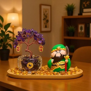 Wealth God Figurine With Citrine Money Tree Resin Feng Shui Desk Ornament For Chinese New Year Office Decor - Product Image 2