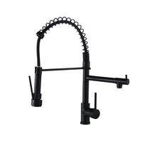 Robinet de cuisine avec douchette extractible en acier inoxydable noir mat, monocommande, à un ou trois trous
