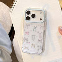 Coque de téléphone ZL205 avec nœud en cristal, compatible avec iPhone 17/16 Pro Max, étui transparent mignon, 15/14PR