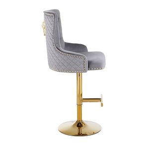 Chaise de <span class=keywords><strong>bar</strong></span> moderne en velours à dossier carré réglable en <span class=keywords><strong>hauteur</strong></span> à la main avec base chromée pour salle à manger salon maison <span class=keywords><strong>bar</strong></span> restaurant <span class=keywords><strong>tabouret</strong></span> - Product Image 4