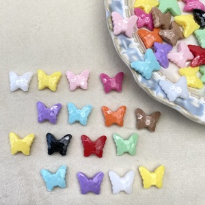Perles acryliques multicolores papillon à trou droit, perles en vrac, accessoires de bijoux DIY Macaron, matériaux pour chaînes de téléphone - Product Image 1