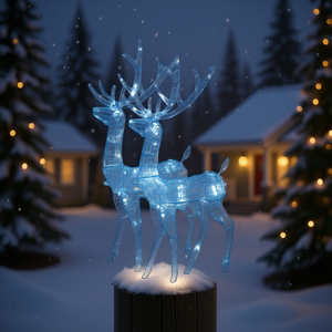 2 Pezzi 47.2 Pollici Luci Natalizie a Forma di Renna in Acrilico Bianco Freddo, Schermo LED IP20 Dimmerabile - Product Image 2