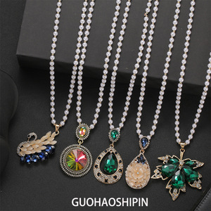 Floral Pendant Necklace Imitation Pearl Gold Tone Camellia Design Party Jewelry Daily Wear - Product Image 5