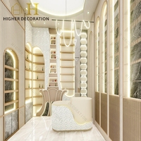 Étagères de présentation de parfums de style populaire, en marbre et en bois, avec éclairage LED, pour la présentation de parfums