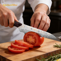 KitchenBliss Dagelijkse Fruitmessen 113 Lagen VG10 Koper Damascus Mes 5 Inch Utility Mes Keukenmes met Hars Handvat