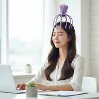 Masseur de cuir chevelu électrique portable à vibrations avec minuteur de 3 minutes pour soulager le stress, relaxation profonde, en plastique, pour la maison/le bureau/les voyages