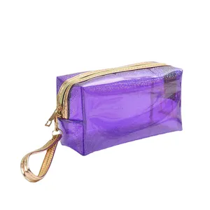 Toptan parlak PVC debriyaj çantası fermuar kozmetik düzenleyici çanta kızlar için