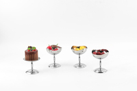 Bol à dessert sur pied en acier inoxydable, assiette à fruits sur pied haut, coupelle à glace pour la décoration de table de buffet d'hôtel et de restaurant