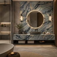 Dalles de pierre en quartzite bleu fusion de luxe pour hall d'hôtel, mur de villa, revêtement de sol, comptoir et décoration intérieure