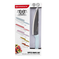 Ensemble de couteaux de cuisine multifonctionnels d'usine directe gaine de poignée en PP colorée coupe tranchante en acier inoxydable pour boîte-cadeau de Chefs