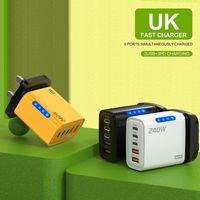 Adaptor Daya GaN 240W Grosir, Charger PD 2A 3C dengan 2 Port USB untuk Laptop & Smartphone
