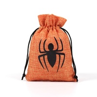 Sac en lin à cordon en toile de jute composite d'Halloween emballage personnalisé à cordon de jute pour bonbons petits articles échantillons cadeaux