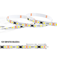 Bandes LED Pixel SM16703 12V 60Leds/m 10mm largeur 2700-6500K couleur blanche effet coulant décor pour affichage dynamique blanc unique