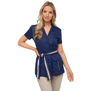 Custom New Design Beauty Salon Wear Uniform Nursing Scrubs With Adjustable Lace Scrubs For Women Spa Uniform