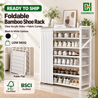 Étagère à chaussures moderne en bambou pliable multicouche Rangement peu encombrant avec installation sans poussière pour l'entrée ou la maison