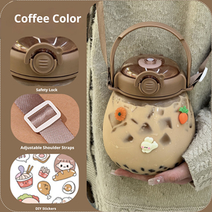 Neuer Bestseller Großvolumiger Cartoon-Trinkbecher mit Hohem Wert Niedlicher Plastik-Bärenbecher mit Strohhalm für Jungen Mädchen Kinder Schüler - Product Image 6