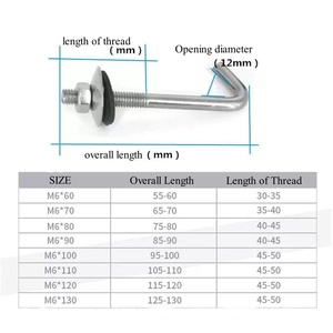 Pernos en J de Acero Inoxidable 304 M5 M6, Pernos de Cimentación, Tornillos de <span class=keywords><strong>Gancho</strong></span> para Techos - Product Image 4