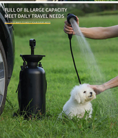 Douche de camping à pression manuelle 8L imprimée en gros, en plastique durable, pour le lavage des animaux domestiques et les activités de plein air