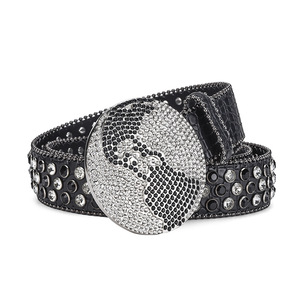 Personnalisé Designer Bling Bling Strass <span class=keywords><strong>BB</strong></span> <span class=keywords><strong>Simon</strong></span> <span class=keywords><strong>Ceinture</strong></span> Hommes Femmes Western Cowboy Cristal Clouté <span class=keywords><strong>Ceinture</strong></span> En Cuir Diamant - Product Image 3
