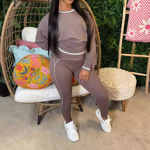 Viviblook Z1230ST07 Women Yoga Set Winter Autumn Pullover <b>Leggings</b> Pants Gym Women Casual 2 Pieces Outdoor Sports Set - Product Image 4