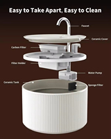 Fontaine à eau automatique pour chat en céramique 2,2 L, alimentée par USB, ultra silencieuse, étanche, sans BPA, facile à nettoyer avec filtre de remplacement