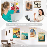 Bingkai Gantungan Poster Magnetik, Bingkai Poster Magnet Kayu Ringan untuk Peta, Karya Seni Kanvas, Gambar, Bingkai Gantungan Poster