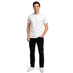 T-shirts pour hommes à coupe ajustée imprimés sur mesure, 100% coton, mélange de polyester, col rond, OEM - Product Image 1