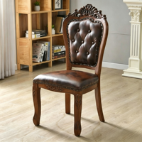 Chaise de salle à manger rembourrée en bois massif sculpté de style américain, mobilier rétro européen pour la maison et les restaurants