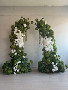 Arco de Flores Artificiales para Boda al por Mayor, Arcos Florales en Rosa, Verde y Rojo con Diseño de Cuerno de <span class=keywords><strong>Vaca</strong></span> para Decoración de Fondo de Boda al Aire Libre y Ceremonias - Product Image 5