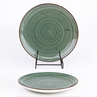 Vente en gros d'assiettes en céramique bleues écologiques, service de vaisselle, vaisselle en porcelaine, assiette à pizza pour service buffet hôtel-restaurant