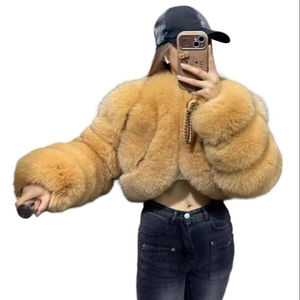 Jaket bulu palsu wanita, mantel wanita bulu palsu tebal hangat dipotong dengan gelembung gaya pendek - Product Image 6