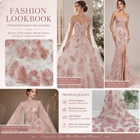 Tissu de dentelle perlée 3D de luxe écologique 2026 avec cordon floral, broderie de sequins scintillants pour mariage, personnalisable OEM, échantillon gratuit