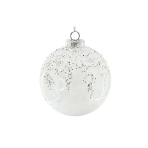 High Quality White 15cm PET Ball Wedding Ornament Christmas Tree Decoration Beads On The Surface Glitter Snowflake Hanging Ball