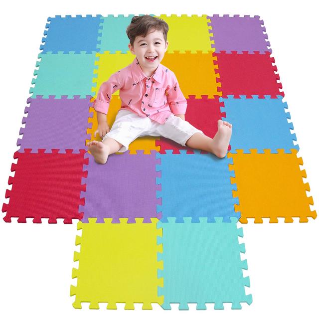 Foam Floor Tiles Foam Play Mat Large Baby Activity Jigsaw Puzzle Mat Soft Non Toxic EVA 20 Square Pcs for Children Kids